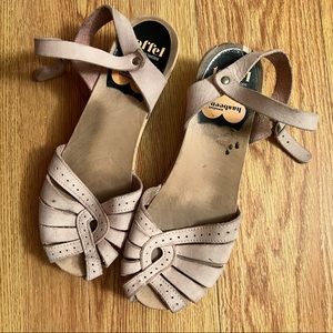 Blush Light Pink Wooden Swedish Hasbeen Heeled Sandal
